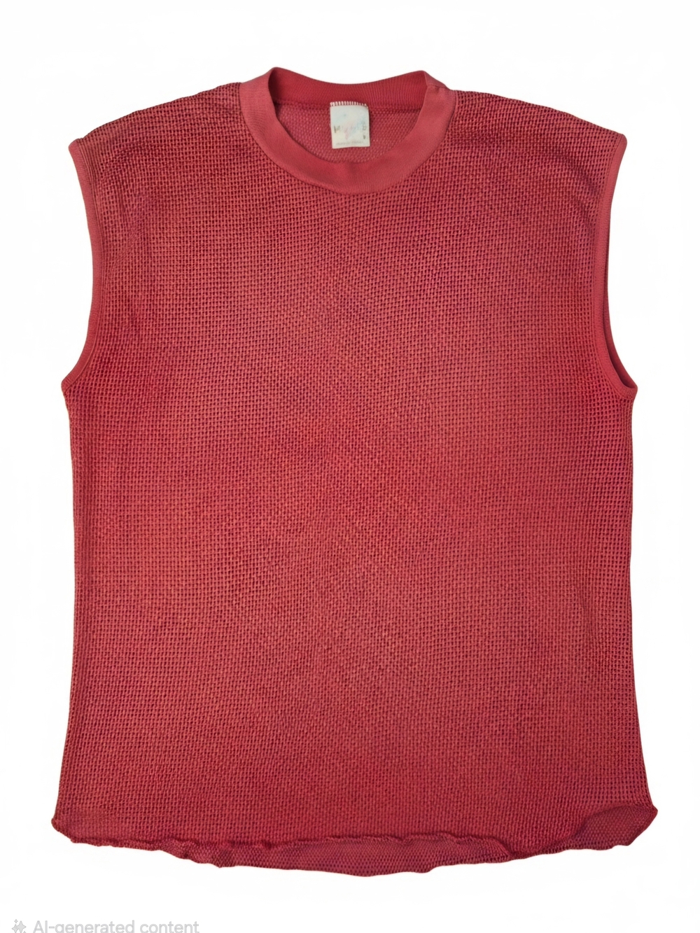Vintage 80s Wrights Red Mesh Muscle Tank Top Large USA Made